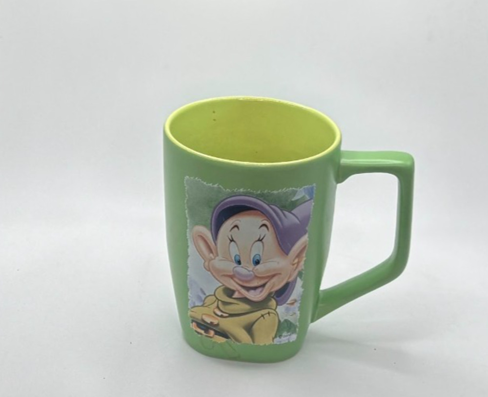 Disney Store DOPEY Coffee Mug 18 Oz Green Heavy Ceramic 5"H One of Seven Dwarfs